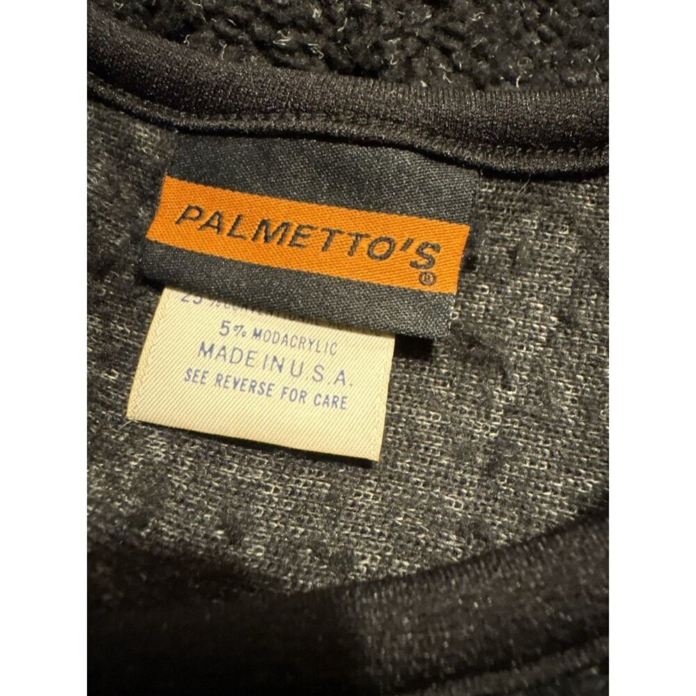 VIntage Palmetto's Fleece Pullover Black Fair Isle Geometric Made in USA Large - Picture 5 of 6